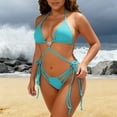 thumbnail image 5 of Neewe Women High Waisted Bikini Sets Tummy Control Swimsuits Color Block Two Piece Drawstring Bathing Suit, 5 of 6