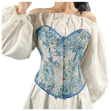 

cuitcosohg Best Bras for Women Women Printed Back Lace Up Tummy Slimming Control Underbust Shaper Shapewear Underwear Corset Polyester Push Up Bras for Women