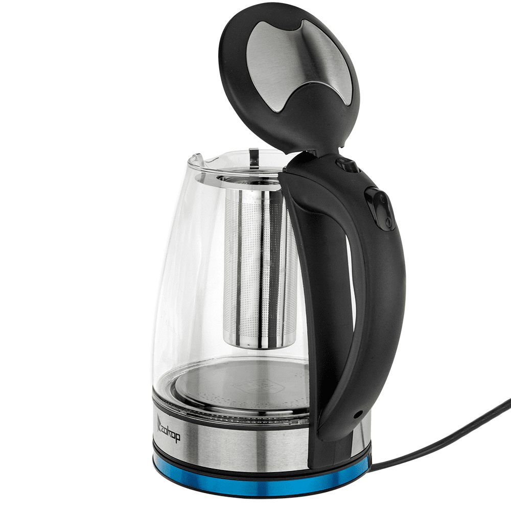 Tcbosik 1.8L Electric Kettle with LED Lights, 1500W Hot Water Boiler with Lid, Filter and 360° Rotation Base, BPA Free, Auto Shut Off, Boil-Dry and Overheat Protection, Black
