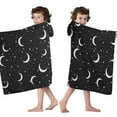 thumbnail image 4 of Black Moon Star Pattern Hooded Bath Towel，50"x30" for Ages 3 To 12 Kids, Quick Dry Lightweight Soft Microfiber Hood Beach Towel Cover Up for Kids, 4 of 7
