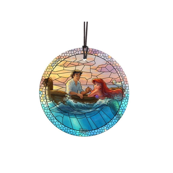 Disney (Little Mermaid Falling in Love - Stained Glass) StarFire Prints™ Hanging Glass Print