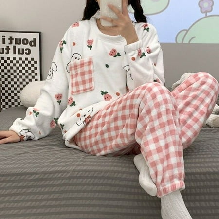 

CoCopeaunt Cartoon Sleepwear Thin Flannel Pajamas Set Pajamas Autumn Winter Warm Flannel Women Pyjamas Sets Thick Coral Velvet Long Sleeve
