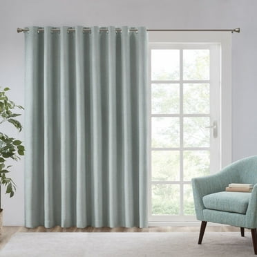 SunSmart Maya Polyester Fabric Heathered Window Panel in Aqua Blue