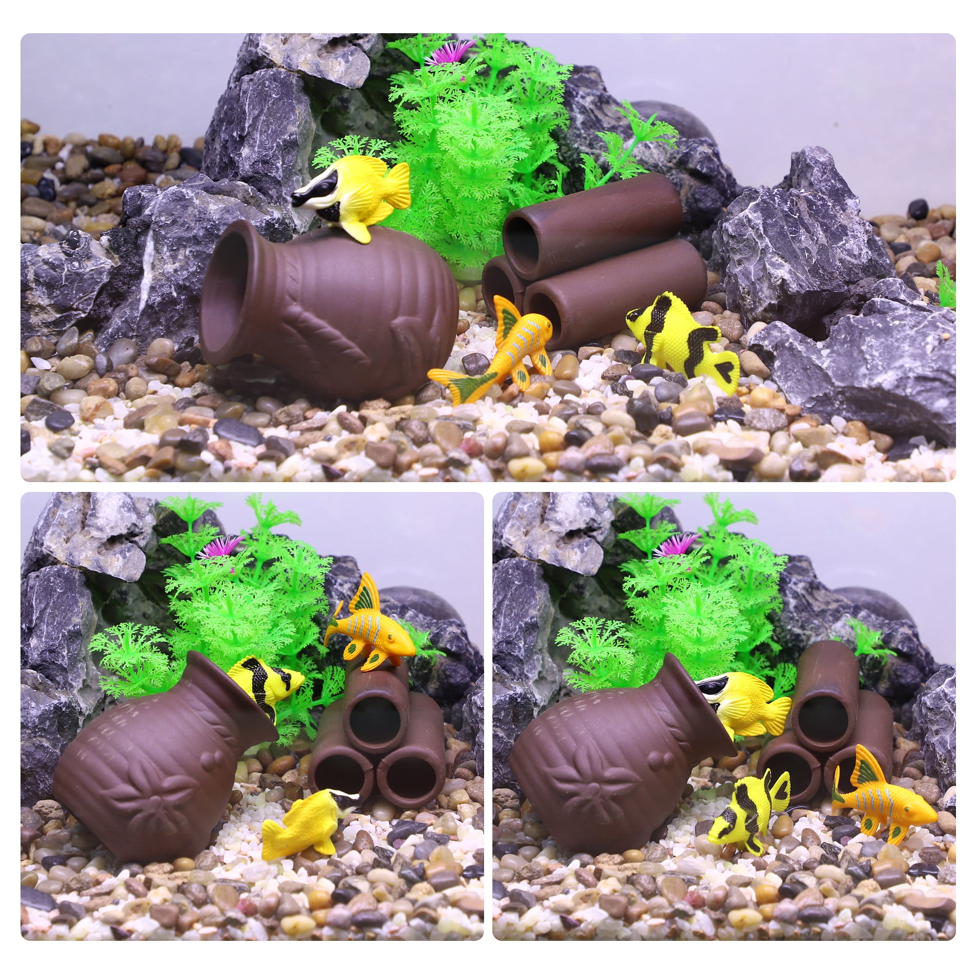 Unique Bargains 3.15x2.76x2.56inch Aquarium Hideaway Rock Cave Resin Fish Tank Decor Brown