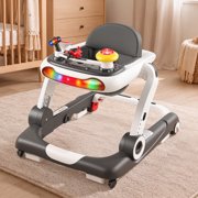 LINLUX Baby Walker w/ Music & Lights, Toddler Activity Walker w/ Seat, Gray