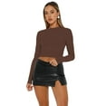 thumbnail image 3 of Women's Inbarely Soft Long Sleeve Tops Crew Neck Slim Fit Basic Casual Going Out Tees Shirts, 3 of 6