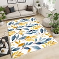 thumbnail image 2 of White Modern Simple Area Rugs, Yellow Tropical Rainforest Fresh Small Leaves Apartment Carpet, Area Carpet Fuzzy Plush Soft with Non-Slip Backing Apply to Door Mats Porch Farmhouse 5x6ft, 2 of 6