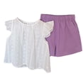 thumbnail image 4 of Cethrio Girls Cotton Outfit Sets, School Fashion 2 Piece Flutter Sleeve Kids Summer Clothing Sets Purple Size 6, 4 of 6