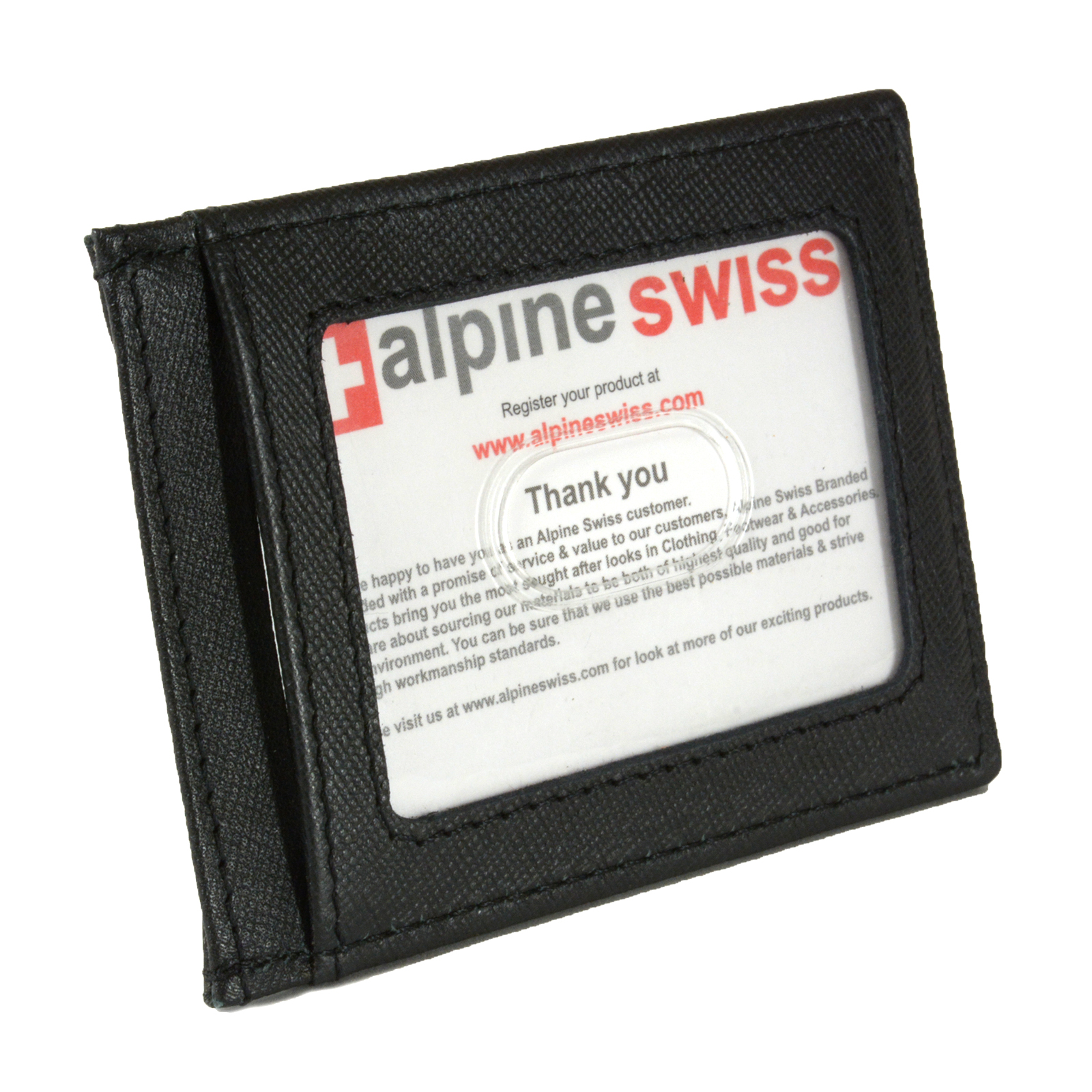 Alpineswiss Mens Leather Money Clip Magnet Front Pocket Wallet Slim Id Card Case - 