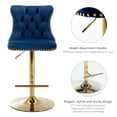 thumbnail image 5 of ODUSE-DAILY Navy Velvet Bar Stools Set of 4 - Adjustable Swivel Counter Height Chairs with Tufted Back and Nailhead Trim for Kitchen Island Pub Restaurant (4Pcs, Gold Metal, Blue), 5 of 12