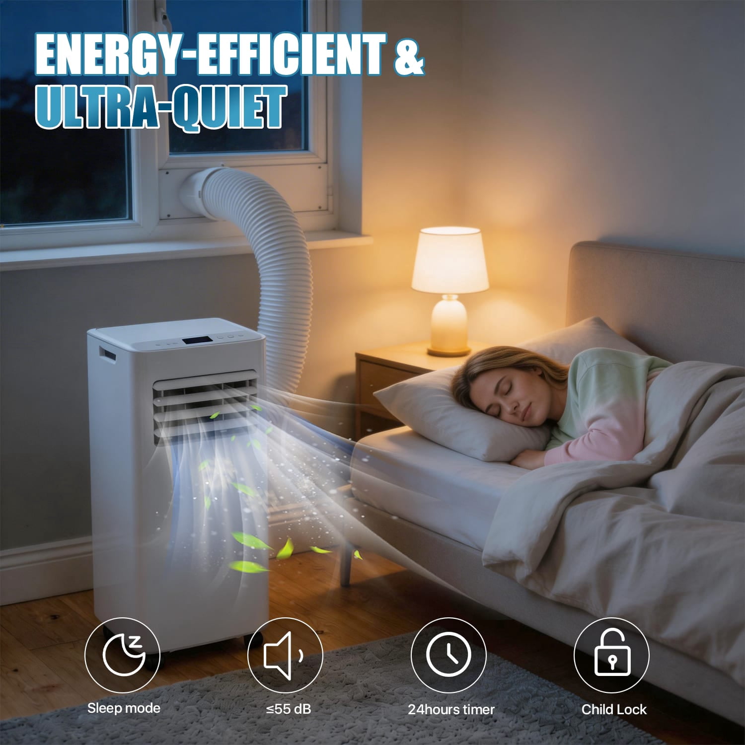Dateyes 10000 BTU 4-in-1 Smart Portable Air Conditioner, Standing Cooling Unit with APP & Remote Control, Cooling, Dehumidifier & Fan Functions, 55dB Quiet Operation for Bedroom & Indoor Spaces
