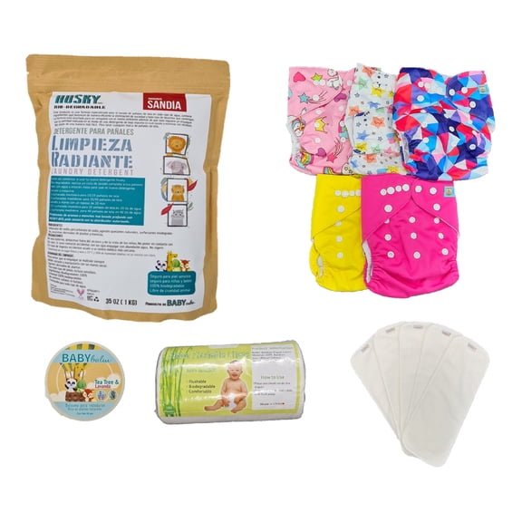 PAÑALES DE TELA ECOLÓGICOS ALVABABY PAQUETE DE 5 PAÑALES UNITALA PARA NIÑA