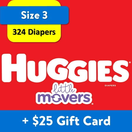 [$25 Savings] Buy 2 Huggies Diapers Little Movers, Size 3, 162  Ct with $25 Gift