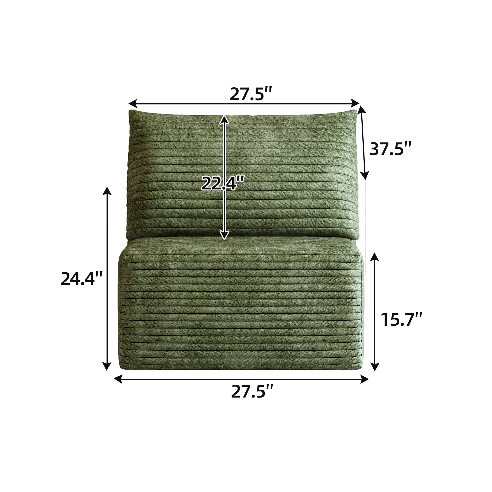 1 Seater Modular Corduroy Sofa, No Assembly Required High Resilience Sponge Single Cloud Couch for Living Room Apartment Bedroom