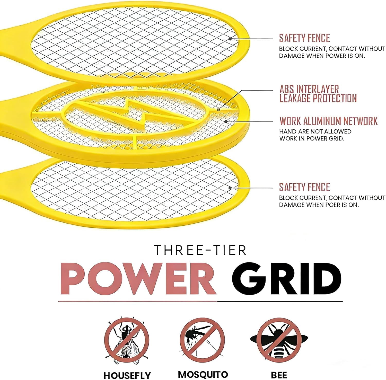 Electric Fly Swatter 2 Pack (Yellow & Blue) – High-Voltage Bug Zapper with Safety Mesh, Perfect for Indoor/Outdoor Use AA Batteries Required (Not Included)