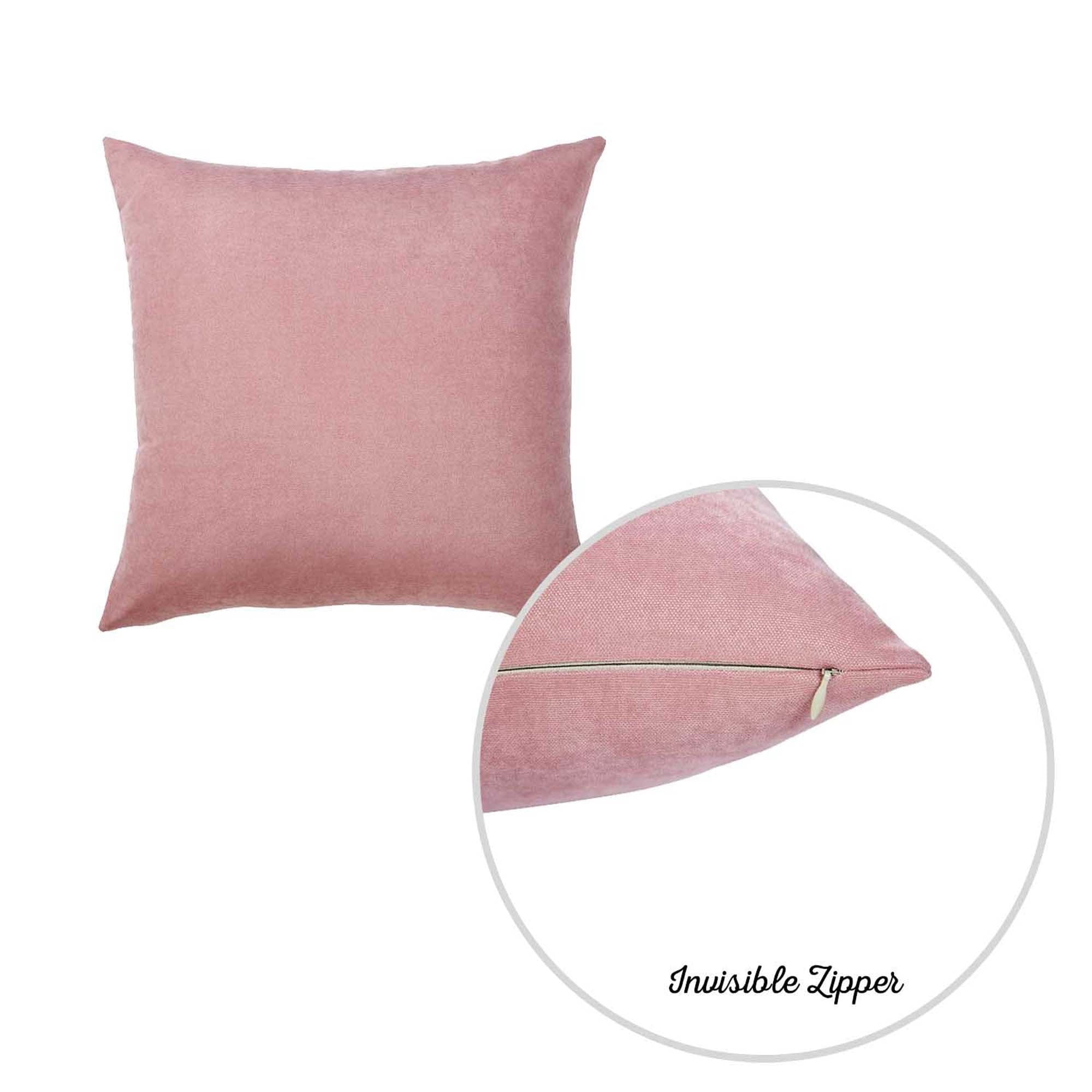 Honey Set of 4 Decorative Throw Pillow Cover Solid Color 22" x 22" Light Pink Square Pillowcase for Couch, Bedding