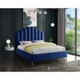thumbnail image 2 of Meridian Furniture Lily Solid Wood and Tufted Velvet Queen Bed in Navy, 2 of 6