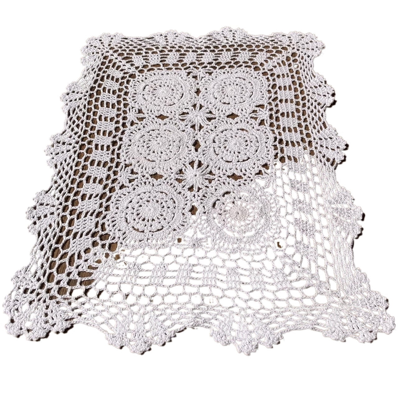 Rectangular Cotton Handwork Crochet Lace Table Runner Doilies for Coffee Table Dresser Scarf Centerpieces Décor,2PC