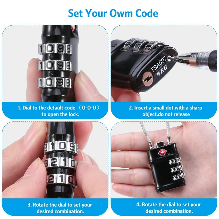 AMIR TSA Approved Luggage Locks, 3-Digit Combination, Pack for