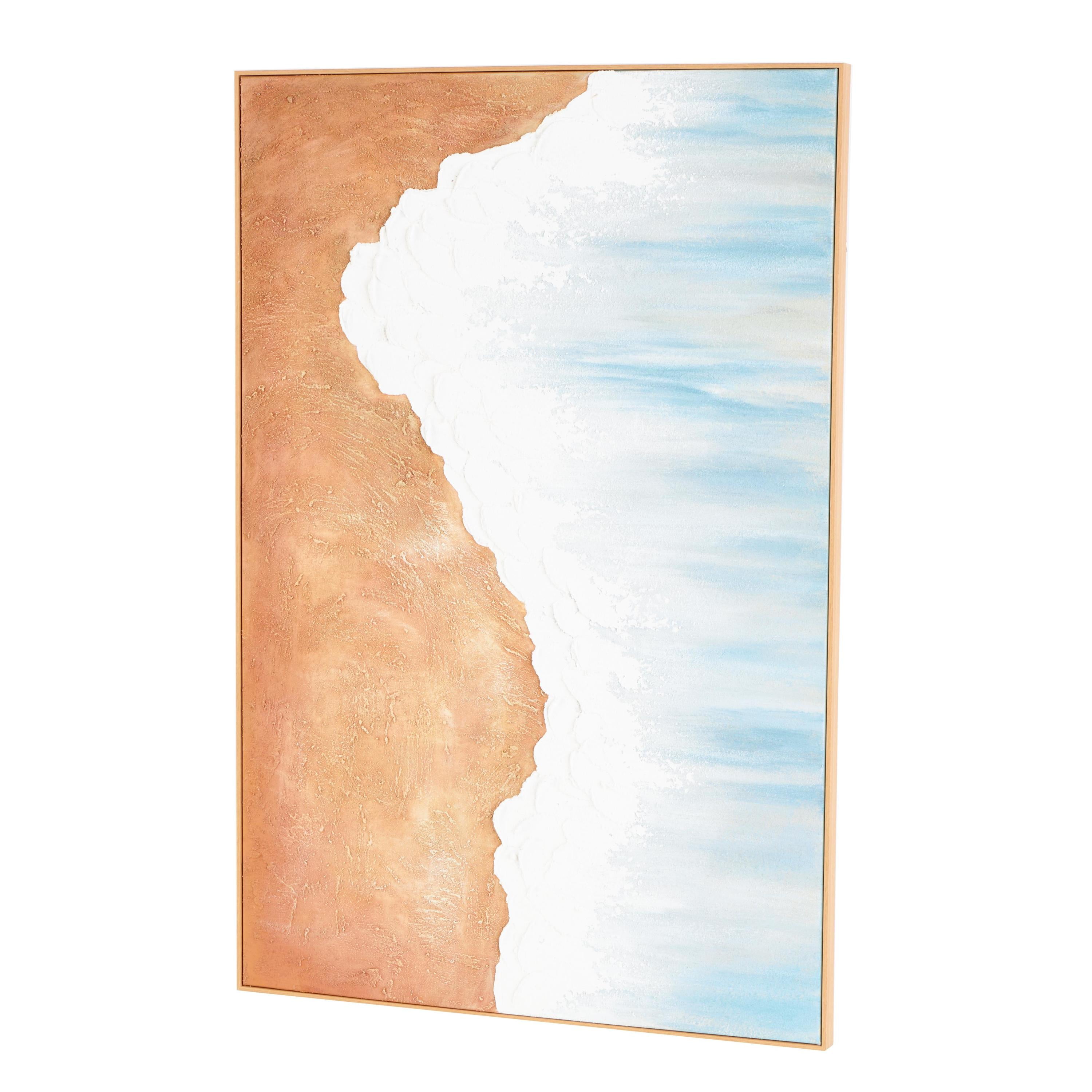 32" x 47" Abstract Ocean Wave Landscape Framed Wall Art, by DecMode
