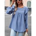 thumbnail image 4 of Blusas de mujer túnicas ropa de calle camisa de cuello redondo blusa, 4 of 7