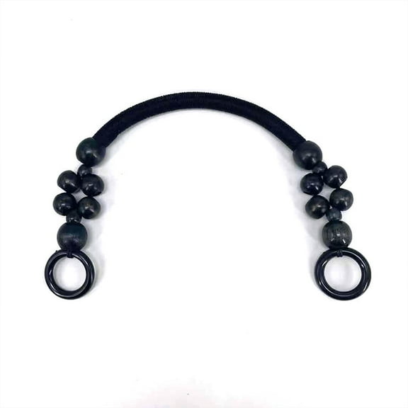XmhyTop-A 2 Pc Wooden Beaded Bag Handles 47cm Polyester Fiber Beaded Purse Handles Rustic Beach Style for DIY Crochet Bags-Black
