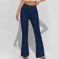 thumbnail image 5 of HongQid Women's High Waist Flare Pants – Yoga Casual Stretch Bell Bottom Trousers, Slim Fit Retro 70s Style Pants for All Seasons,Dark Blue 2XL, 5 of 9