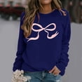 thumbnail image 2 of Round Neck Sweatshirt Women's Cute Bow Pattern Sweatshirt Long Sleeved Pullover Sweater Bow Sweater Top, 2 of 5