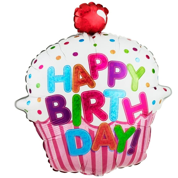 Happy Birthday Pink Cupcake 31'' Jumbo Foil Balloon