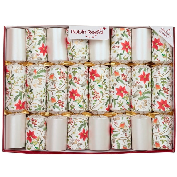 Robin Reed Handmade Festive Christmas Crackers 8 x 10 inch - White Holly