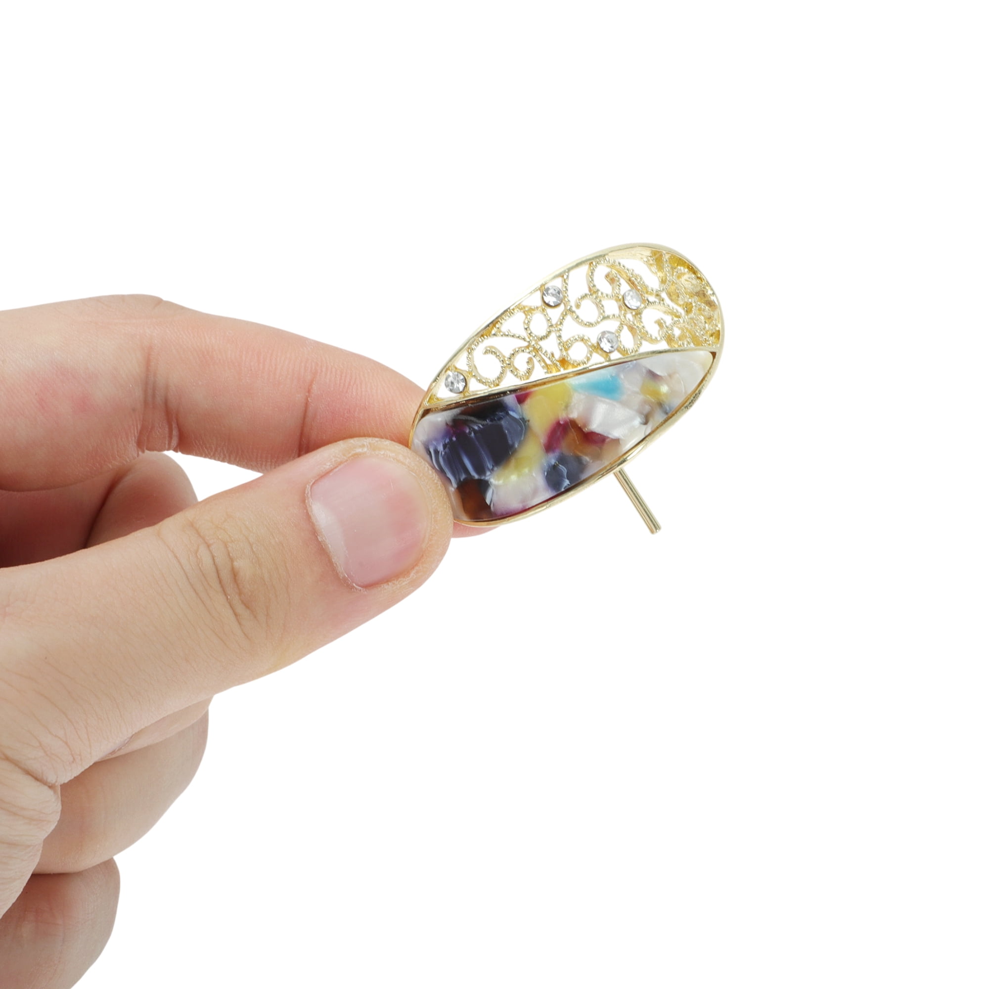 Unique Bargains Stylish Hollow Ponytail Buckle Hair Clip for Women 1 Pc Gold Tone Colorful