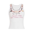 thumbnail image 4 of Yuncity Women's Tank Tops Sleeveless Crew Neck Graphic Print Loose Fit Summer Fashion Street Style Outdoor Daily Wear Tank Tops For Women Size S White, 4 of 4