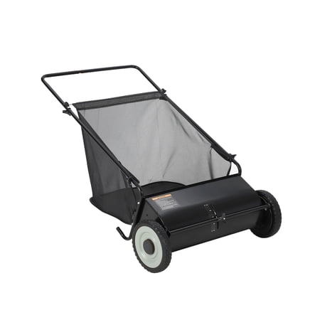 Push Lawn Sweeper 21 for Yard Garden – 4 High Speed Brushes 3.5 Cu.ft Collector Bag Adjustable Height Steel Frame – for Grass Clippings & Leaves – Green
