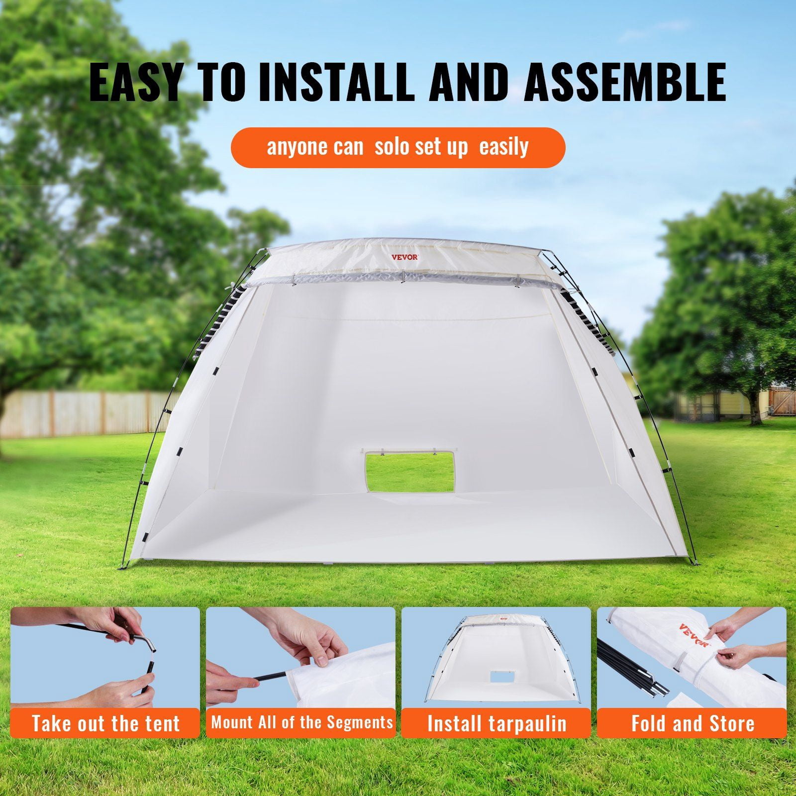 Portable Paint Booth 10x7x6ft Spray Paint Shelter with Built in Floor Mesh Screen for Furniture DIY Hobby Tool