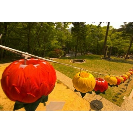 Lanterns Haeinsa Temple Complex Gayasan National Park South Korea Canvas Art - Ellen Clark  DanitaDelimont (22 x