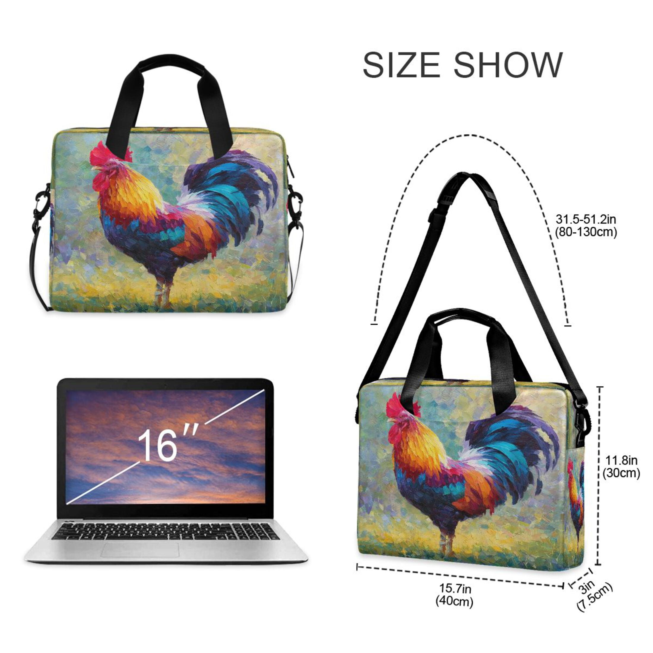 Laptop Bag Laptop Briefcase 15.7 x 3 x 11.8 Inches Laptop Bag Briefcases Laptop Storage Travel Laptop Bag Work Laptop Bag Beautiful Rooster