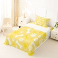 thumbnail image 3 of Manfei Cartoon Pug Paw Twin Sheets, Dog Bone Silhouette Bedding, Yellow White, 3 Pieces, 1 Flat Sheet, 1 Fitted Sheet and 1 Pillowcase, 3 of 6