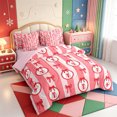 thumbnail image 2 of Manfei Vintage Christmas Snowman 7-Piece Twin Bedding,Merry Xmas Bedding Comforter Set,Pink Reversible, 2 of 7