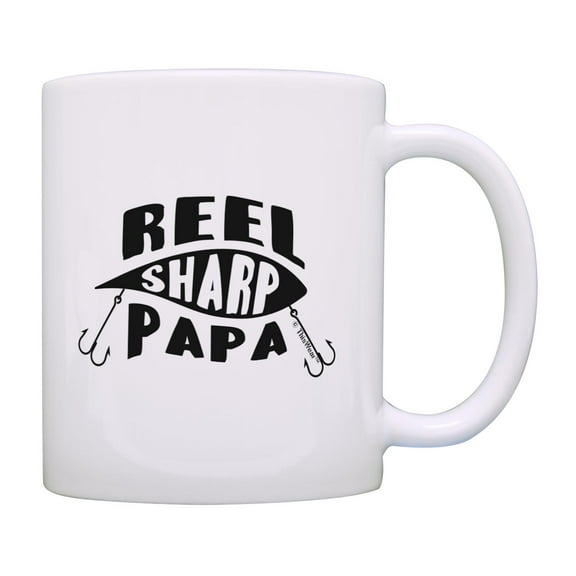 ThisWear Papa Appreciation Gift Reel Sharp Papa Fishing Lure Pun Ceramic 11oz Coffee Mug Papa
