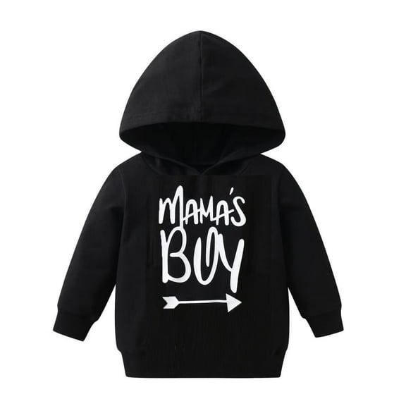 Baby Boy Clothes Long Sleeve Letter Hooded Sweatshirt Fall Winter Outfit Black 3-6 Months