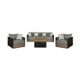 thumbnail image 3 of Artesia Outdoor 4 Piece Conversation Set in Teak Wood Rope with Gray Cushions, 3 of 8