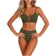 thumbnail image 2 of Trajes de baño para mujer, traje de baño de bikini de tirantes sin espalda de color liso para mujer, conjunto de bikini con bloques de color y hombros descubiertos, trajes de baño para mujer, trajes d, 2 of 6