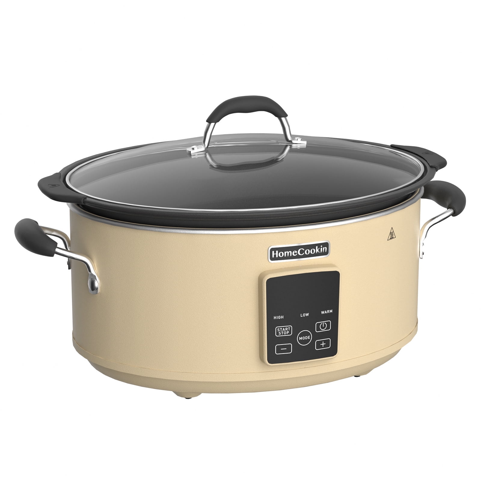 10qt Large Programmable Digital Slow Cooker with Non-Stick Aluminum Pot for Family Dinner - Cream White
