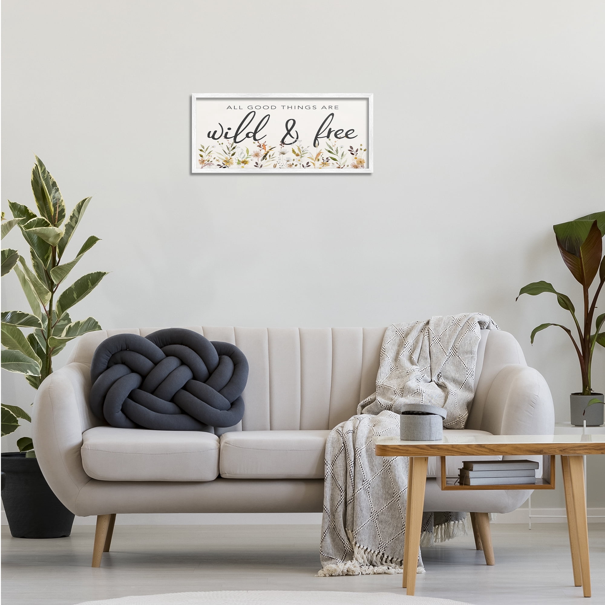 Stupell Industries Wild & Free Sentiment Botanical & Floral Painting White Framed Art Print Wall Art, 24 x 10