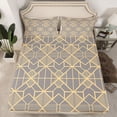 thumbnail image 2 of Homewish Grey Gold Triangle Twin Sheet Sets for Adult, Chic Minimalst Minimalism Twin Fitted Sheet, Abstract Stripes Flat Sheet, Microfiber Bedroom Decor, 3-Piece, 2 of 7