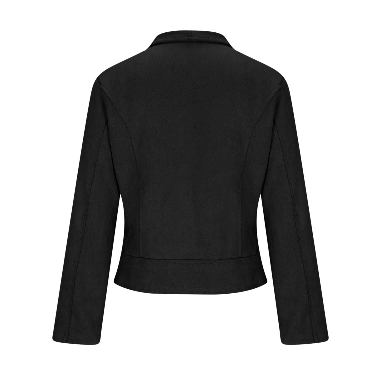 FAVIPT Womens Crop Faux Suede Jackets Fall Fashion 2025 Outfits Winter Clothes Open Front Cropped Coat Outwear Black,XL