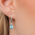 thumbnail image 3 of Gem Stone King 14K White Gold Blue Zircon Earrings for Women | 2.50 Cttw | Gemstone Birthstone | Oval 7X5MM, 3 of 6