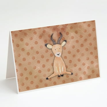 Polkadot Antelope Watercolor Greeting Cards and Envelopes Pack of 8
