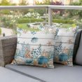 thumbnail image 3 of Marine Life Outdoor Pillow Covers Pack of 2 Vintage Shell Starfish Coral Eucalyptus Leaves Wood Grain Waterproof Throw Pillow Covers Decorative Cushion Cases for Patio Garden Tent Balcony 26x26 inch, 3 of 9