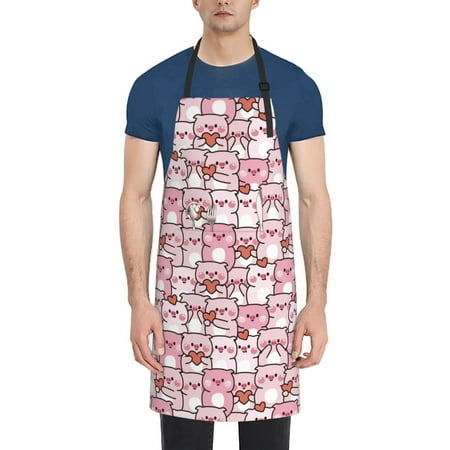 

Coaee Kawaii Pig for Waterproof Apron for Unisex Adult with Adjustable Bib Apron